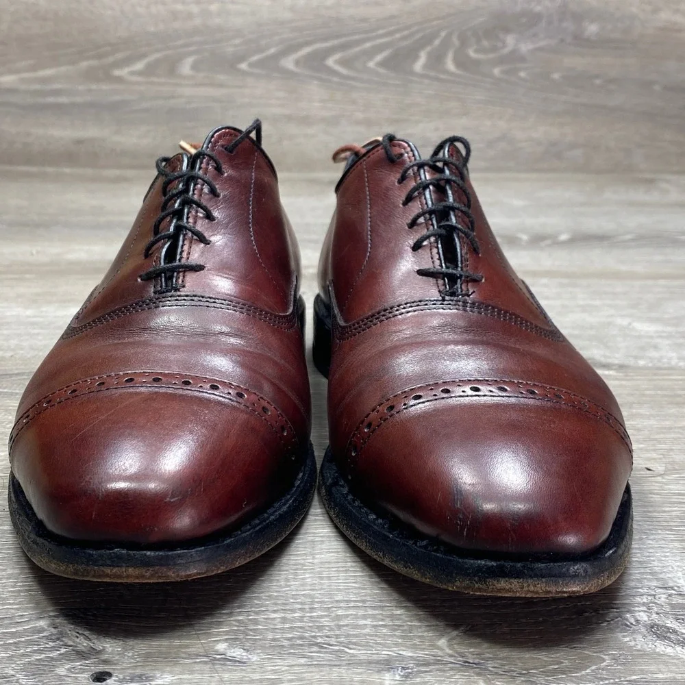 Allen Edmonds Fifth Avenue Mens 8.5 D Brown Leather Cap Toe Oxford Dress Shoes